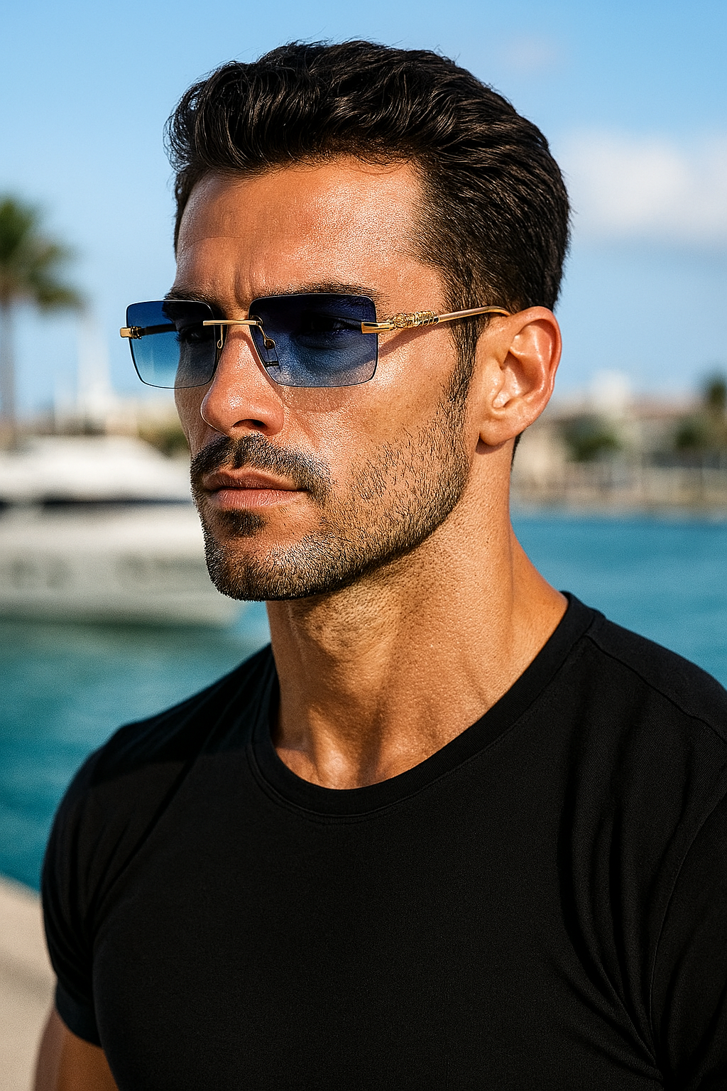 Schicke randlose quadratische Brille